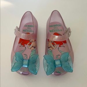 Mini Melissa Disney Size 8 LITTLE MERMAID Ariel Mary Jane Shoes with Bows